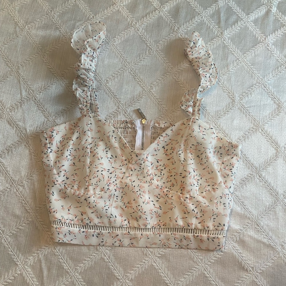 White and Pink Kendal and Kylie Crop top